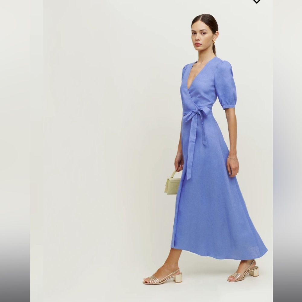 Reformation Weiss linen wrap dress seize M in Dusk